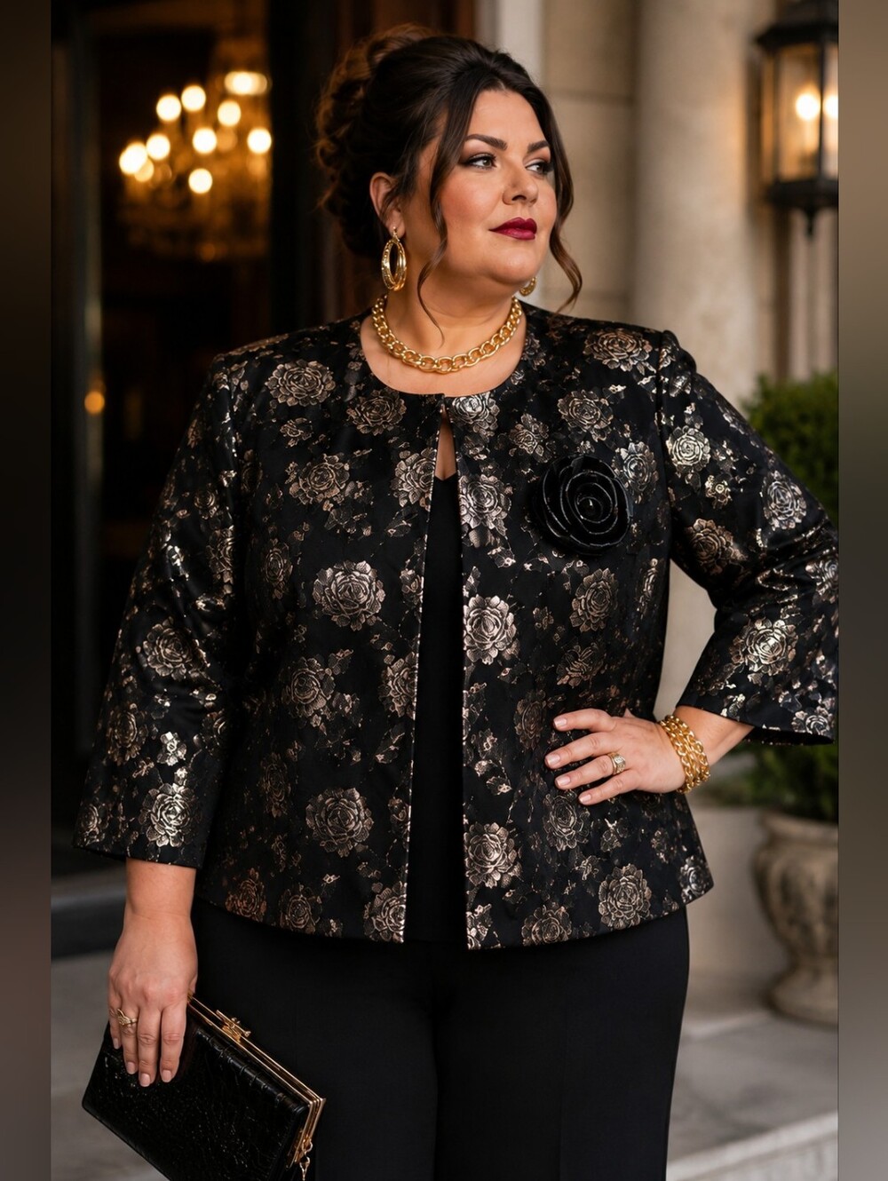 Jessica Howard Vintage Tapestry Jacket 22W Mob Wife Chic Maximalist Dark Glam